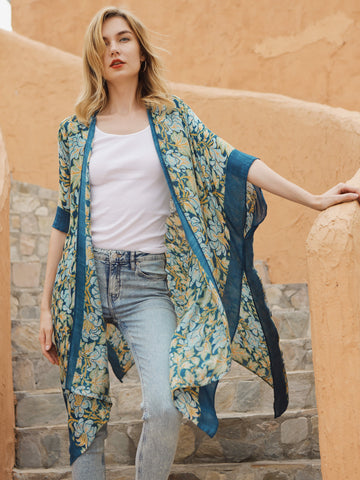 Moss Rose Magic Garden Print Kimono